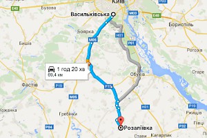 Route from UAP office in Kyiv to cottage